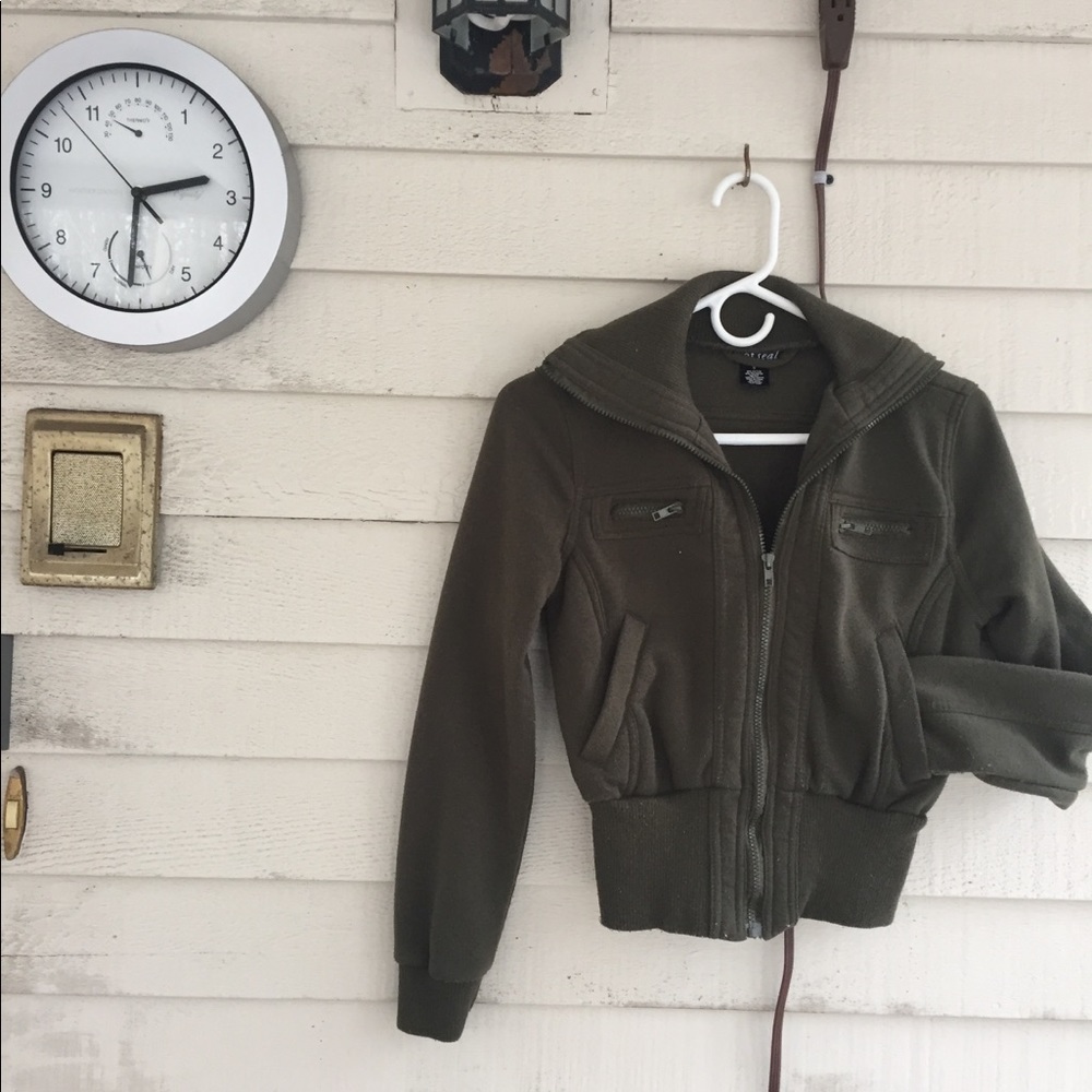 olive green cotton moto jacket